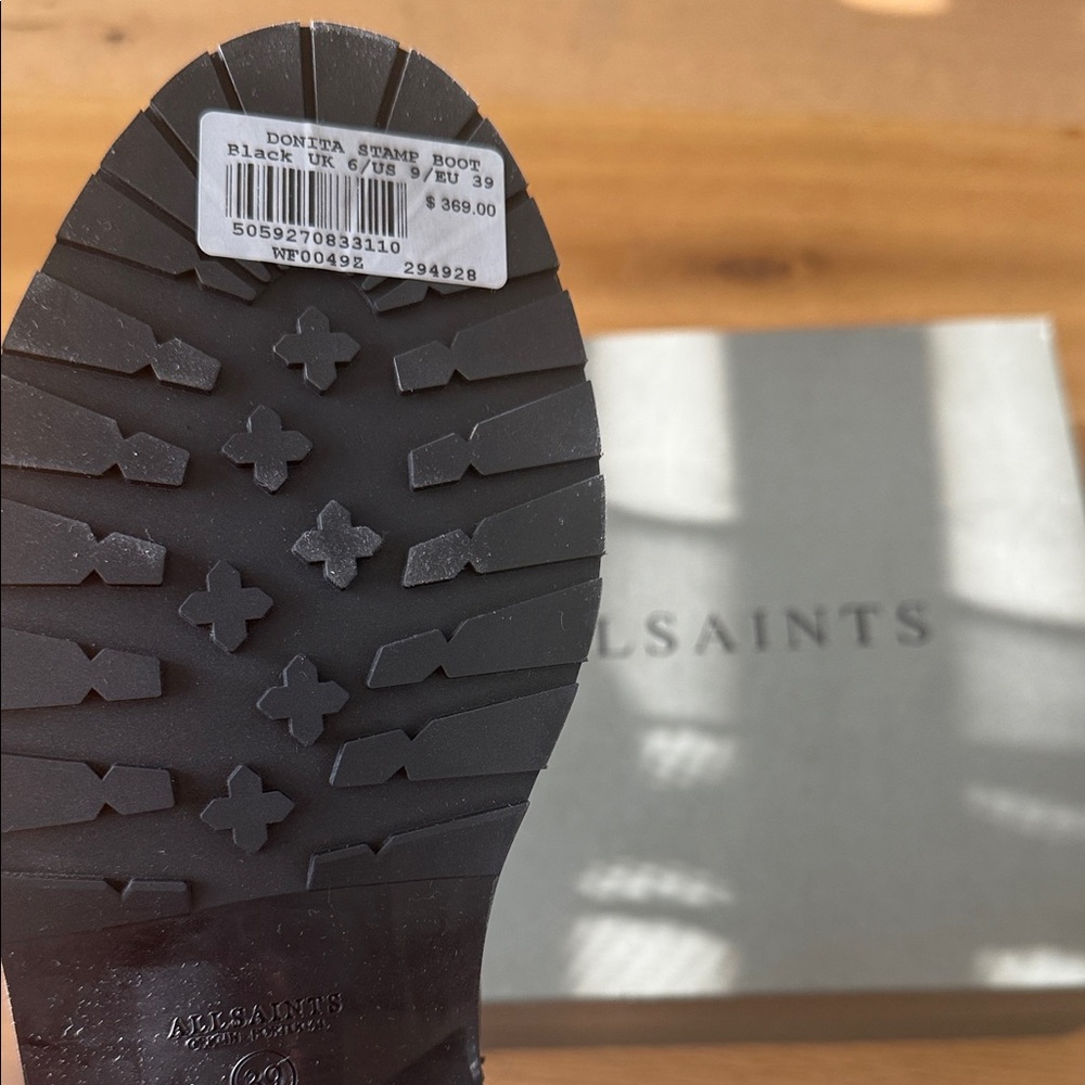 All Saints Combat Style Black Leather Boots - Picture 4 of 4